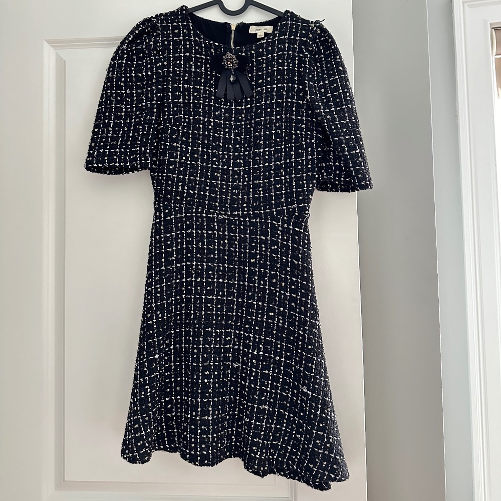 Just Me Tweed Mini Dress with a Bow